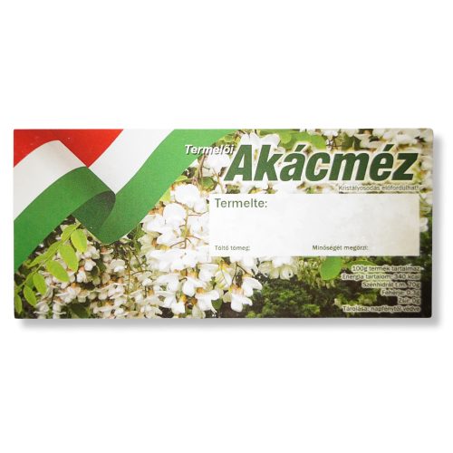 Mézesüveg címke, akác méz  (Magyar)