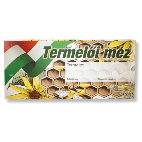 Mézesüveg címke, termelői méz  (Magyar)