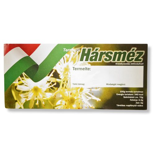 Mézesüveg címke, hársméz  (Magyar)