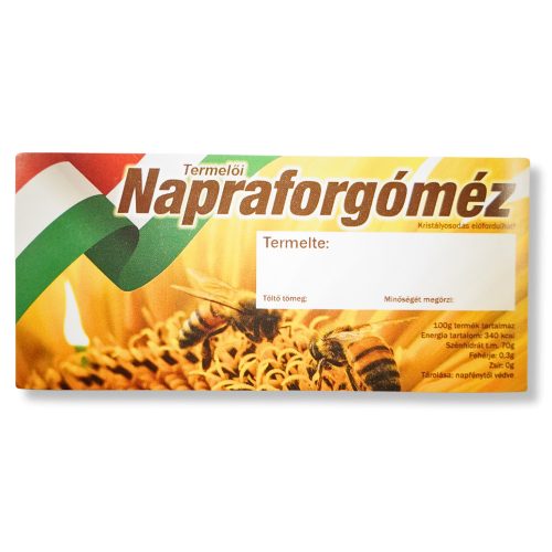 Mézesüveg címke, napraforgóméz  (Magyar)