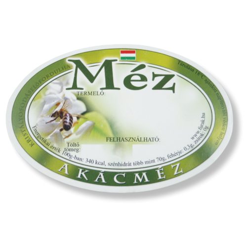Mézesüveg oválcímke akácméz (100 db)