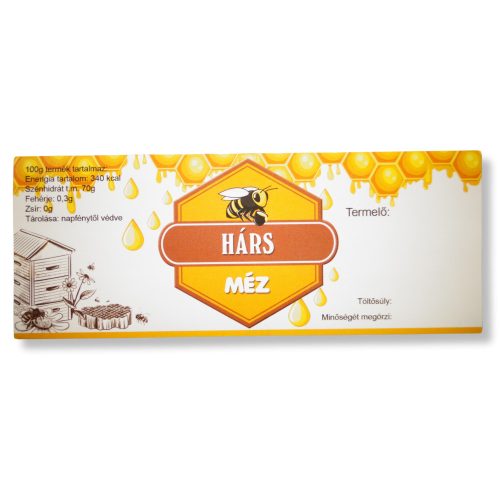 Mézesüveg címke, hárs méz