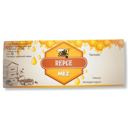 Mézesüveg címke, repce méz
