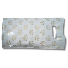   Műanyag dísztasak, barna méhkas mintás, fehér, kilós, 165 x 305 mm (20 db)