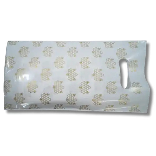 Műanyag dísztasak, barna méhkas mintás, fehér, kilós, 165 x 305 mm (20 db)