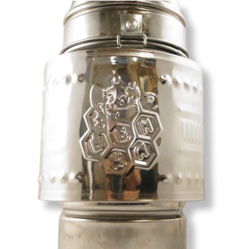 Méhész füstölő, török, inox, (512), műbőr fújtatóval, hővédő lemezzel